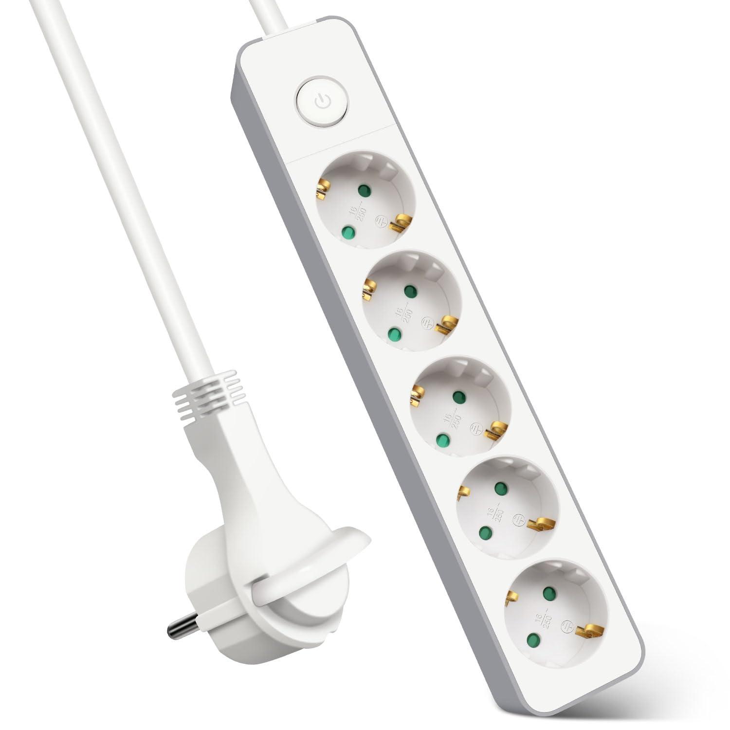 EXTRASTAR Regleta Enchufe con 4 Tomas, Alargador Enchufe con Interruptor, 3 m, para El Hogar, La Oficina y Los Viajes, 3680W, 3G*1.5mm², Blanco, 1pc — view 10
