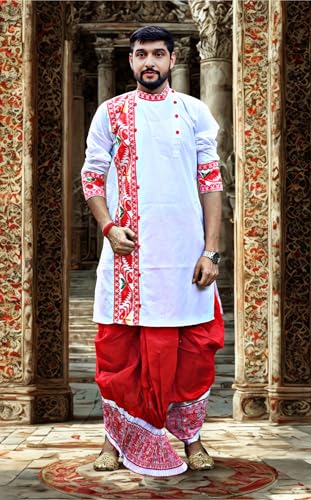 Image of Pure Cotton Full Sleeves Kurta with dupion silk Dhoti pant set (701)