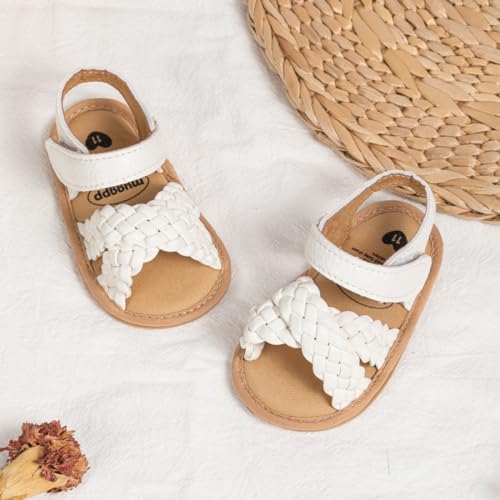 Image of Babelvit Infant Baby Girl Boy Sandals Comfort Premium Summer Outdoor Casual Beach Shoes with Flower Bowknot Anti Slip Rubber Sole Newborn Toddler Prewalker First Walking Shoes