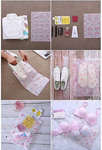 Vankra 10 PCS Travel Waterproof Pouches,Flamingo Transparent Frosted Plastic Zip-lock Seal Storage Bags for Clothes Shoes (Number 2)