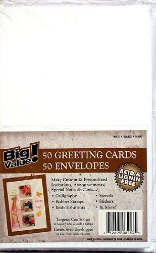 Darice Heavyweight A7 Cards W/Envelopes (5.25"X7.25") 50/Pkg, White