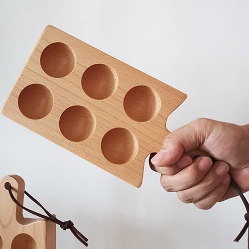 Miniatura 2 de BESTonZON Bandeja de madera para huevos de 6 agujeros placa de huevos bandeja de huevos para refrigerador bandeja de servir huevos contenedor de