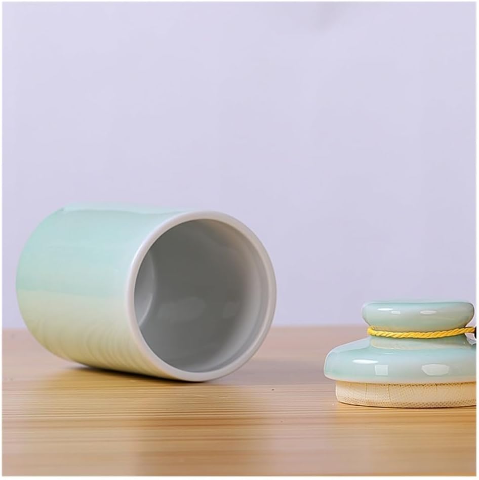 Tea Container Celadon Tea Canister Ceramic Sealing Jar Household Simple Storage Empty Canister Tea Warehouse