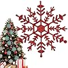 Enfeite Árvore de Natal Flocos De Neve C/Glitter Kit 10 Pendentes Decoração Enfeite Natalino (Vermelho)