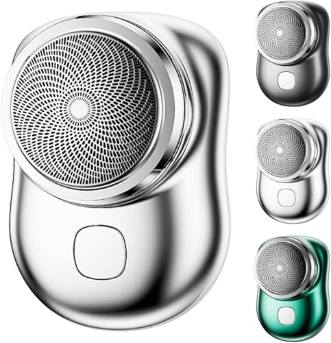 Afeitadora Lureza, mini afeitadora Lureza, maquinilla de afeitar eléctrica, tamaño de bolsillo, afeitadoras eléctricas portátiles para hombres (plateado)