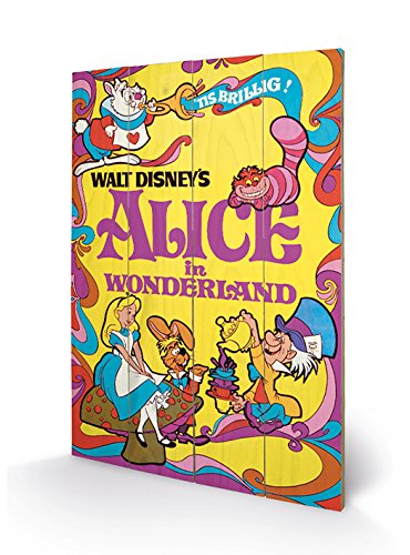 Impression sur bois Disney Alice in Wonderland cadeau idéal déco rétro 1974 multicolore