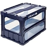 【Amazon.co.jp限定】トラスコ中山 TRUSCO(トラスコ) 折りたたみコンテナ フタ一体型 窓付き(マドコン) ロック付き ネイビー 50L 収納ケース 収納ボックス