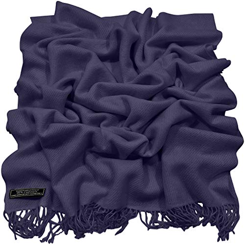 CJ Apparel Indigo Blue Midnight Blue 100% Cashmere Shawl Pashmina Scarf Wrap Stole Head Wrap Hand Made in Nepal New3