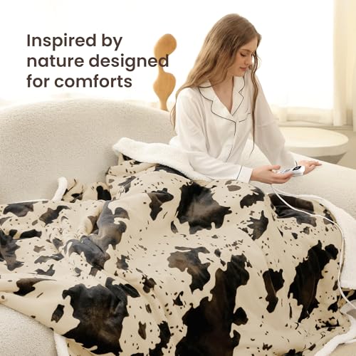 Image of Heated Blanket Twin Blanket - Fast Heating Electric Blanket, Soft Flannel Heated Throw with 4 Time Settings,10 Heating Settings, Warm Gifts for Women & Mom & Grandma