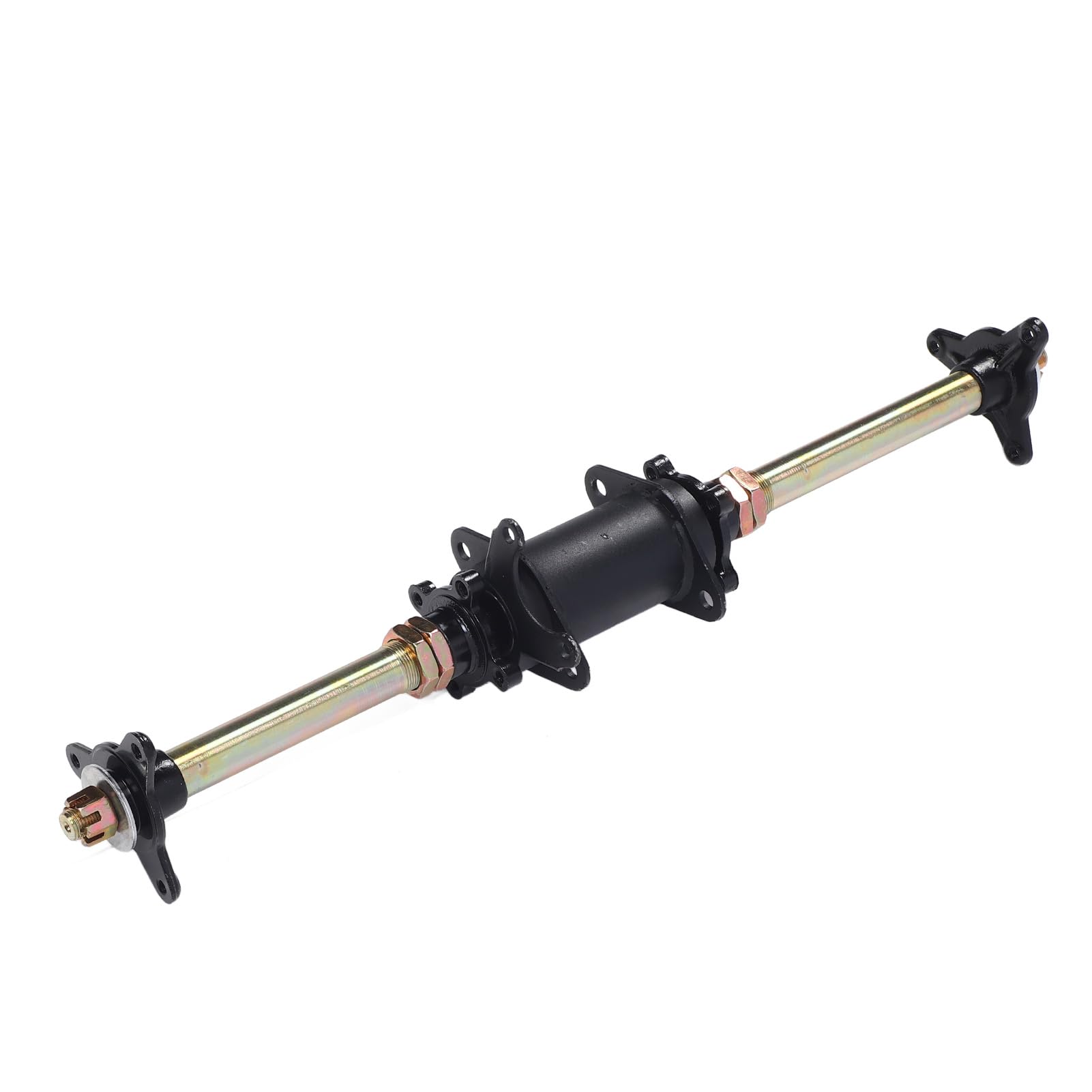 Dilwe Zestaw Tylnej Osi Gokartowej Zespół Tylnej Osi ze Stopu Stali 650 Mm X 25 Mm z Kołem łańcuchowym Kołnierze Piasty Tarczy Hamulcowej do Kartingu ATV Off Road Drift Trike DIY