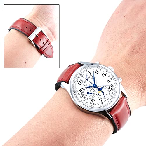 Image of BINLUN Leather Watch Band 14mm 16mm 18mm 19mm 20mm 21mm 22mm Quick Release Premium Oil Wax Leather and Breathable Silicone Hybrid Watch Bands Replacement Strap for Men Women