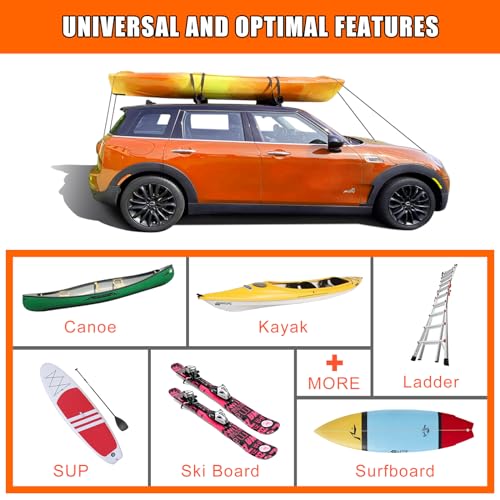 Image of MeeFar Universal Car Soft Roof Rack Pads Luggage Carrier Rack for Kayak Surfboard SUP Canoe Include 2 Heavy Duty Tie Down Straps, 2 Tie Down Rope, 2 Quick Loop Strap