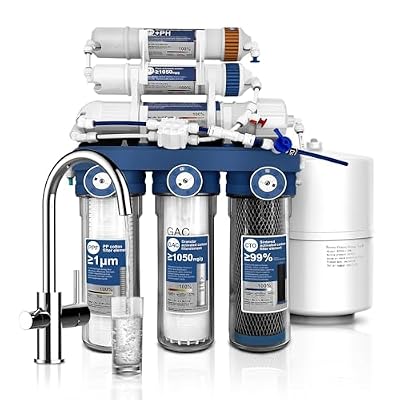 Crudetea Level 6 RO Reverse Osmosis Filtration System—Under-Sink Water Purifier + 6 Filter Cartridges (Includes Faucet and Storage Tank), Featuring pH Adjustment and Mineral Replenishment, 100 GDP