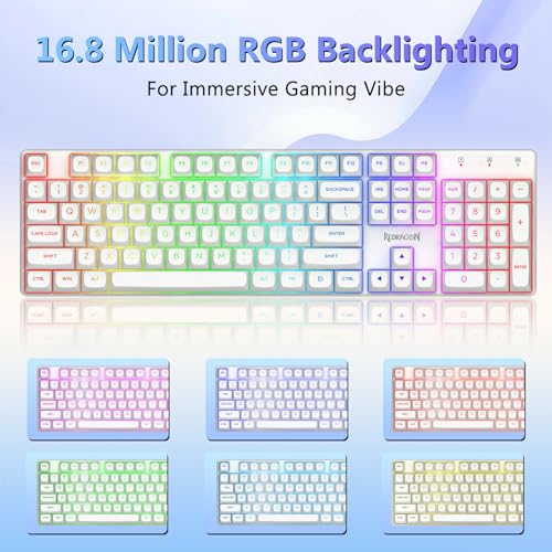 Image of Redragon K710 Wireless Mechanical Gaming Keyboard, Linear Red Switch, White