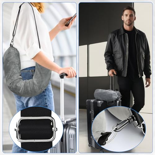 KDJXZ Stuffable Neck Pillow for Travel，Neck Pillow Stuffable with Clothes, Travel neck pillows With Adjustable Straps, Soft Neck Pillow Fillable Go Travel for Essentials Extra Luggage (1, Grey) - Image 3