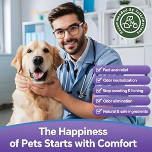 Anal Gland Spray for Dogs Cats – Fast Anal Gland Relief Stops Scooting & Itching Odor Elimination Anti Itch Dog Spray Pain Relieving Safe for All Animals – 4.06 FL OZ