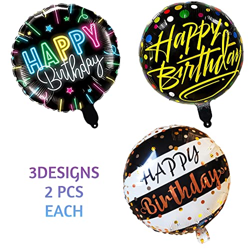 Image of Happy Birthday Round Butterfly Foil Balloons (Pink ) -Pack of 6