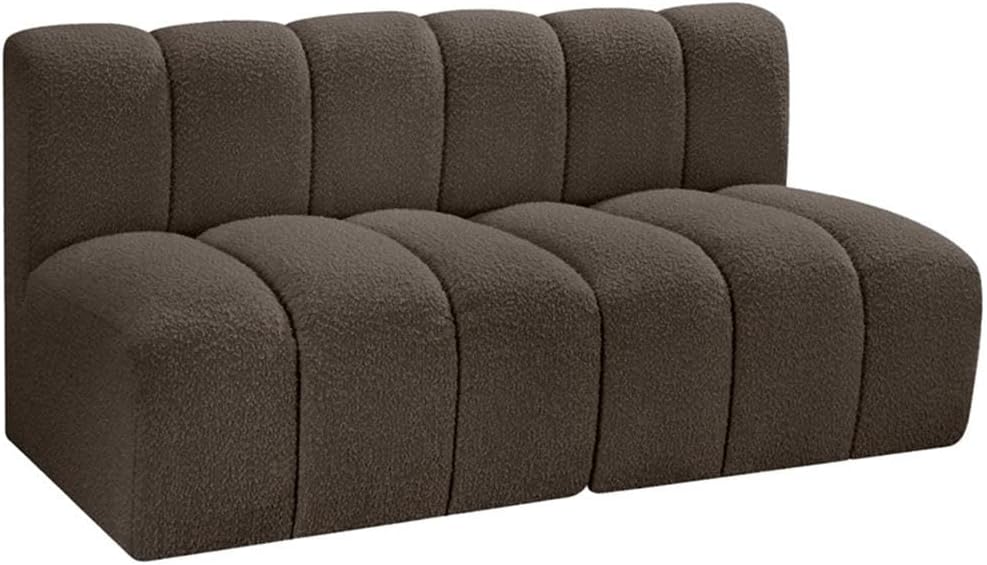 BOWERY HILL Modular Sectional Sofa, 60" W x 31" D x 30" H, Brown Boucle Fabric, Deep Channel Tufting, Contemporary Design, Versatile Living Room Seating or Den Furniture