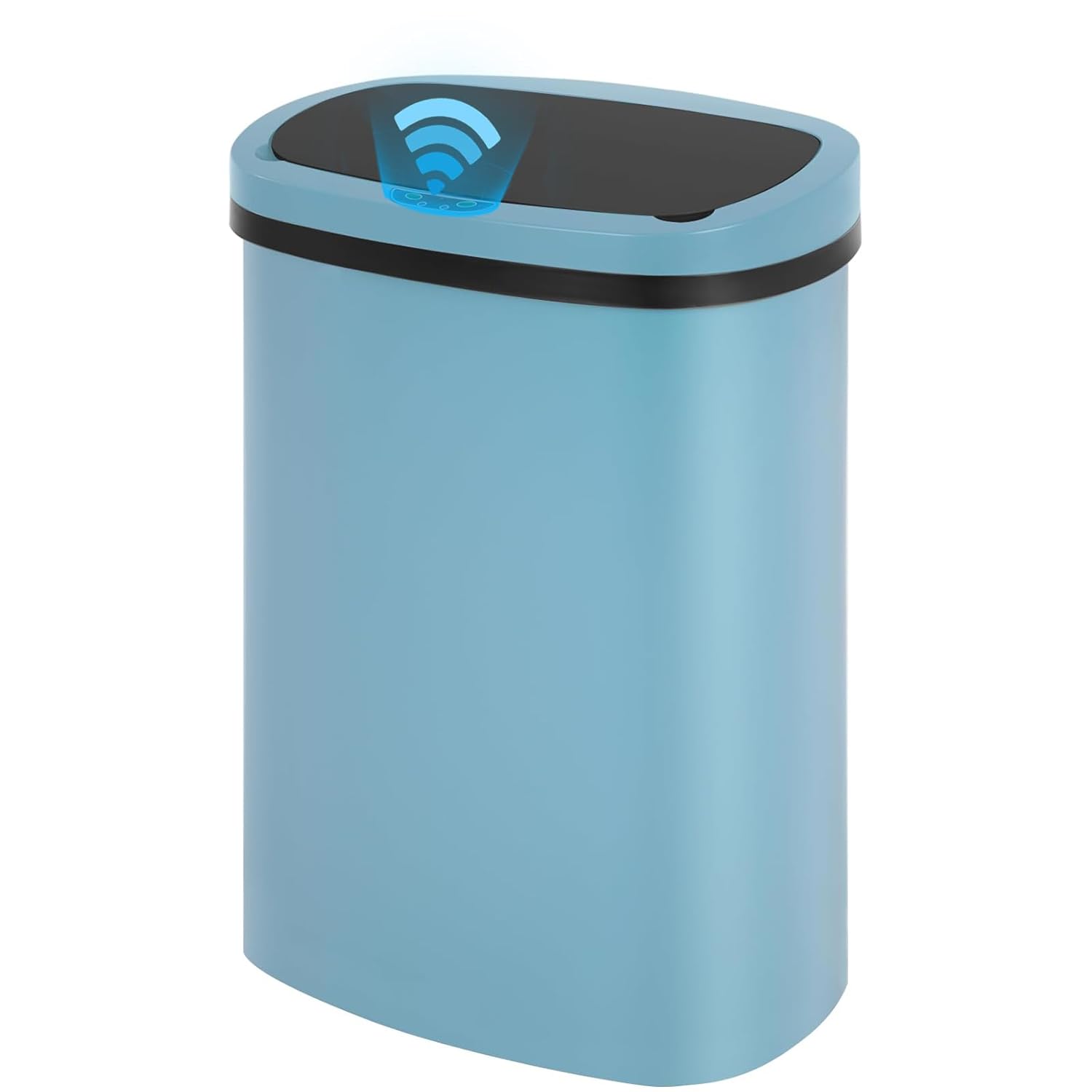 Touch-Free 13 Gallon Garbage Can with Lid - Durable Plastic Automatic Trash Can for Kitchen & Bathroom - 50L High-Capacity Waste Bin (1, Blue)