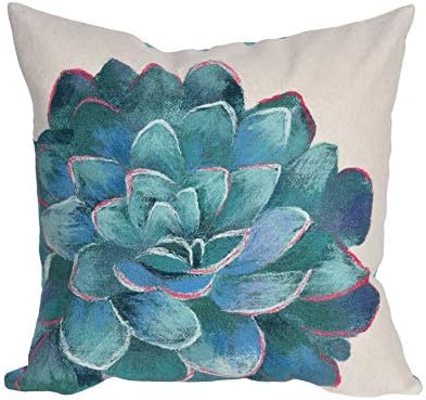 Liora Manne 4316/12 Cream Visions III Succulent Indoor/Outdoor Pillow, 20" X 20" Square, Ivory