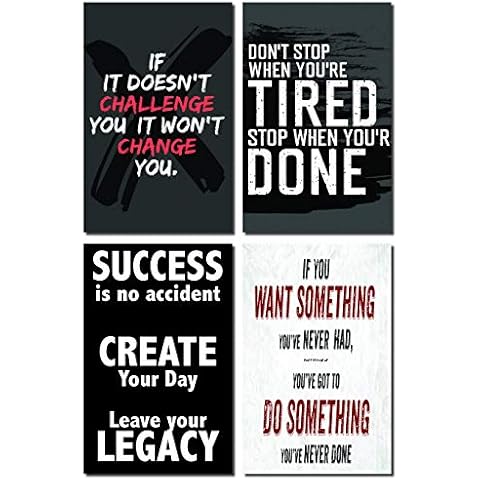 Motivational Wall Posters Set of 4 11 x 17 by Oospecka for Home, Office, Gym or Anywhere! Cover