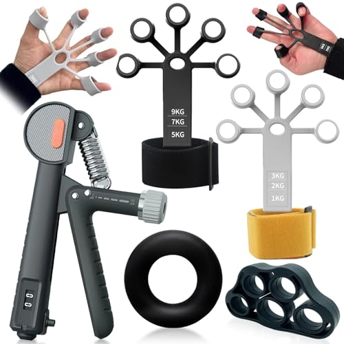 AIVORO Finger Trainer, Grip Trainer Training Set - 5 Piece, Verstellbarer Grip Trainer, Fingerdehner,Fingerdehner, Ideales Workout