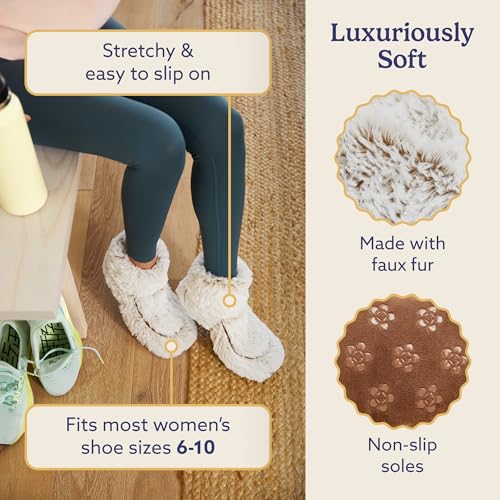 warmies Microwaveable House Slipper Boots for Women - Womens Shoe Sizes 6-10 - Comfy, Soft & Fuzzy Indoor Bootie Slipper with Backs & Memory Foam Soles - Cozy Warm Slip On Boots3