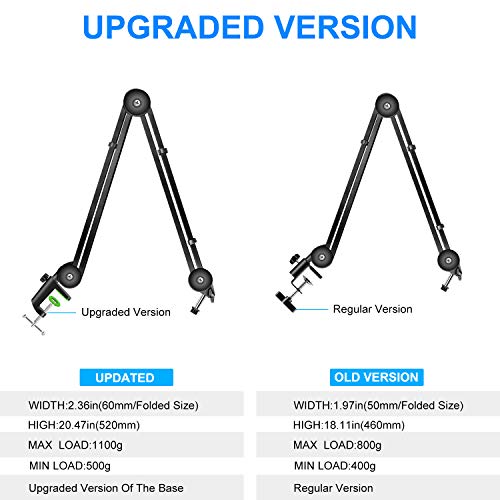 Aokeo Microfoonstandaard voor bureau, verstelbaar, zware tafel microfoonstandaard, armgalg voor Blue Yeti, professionele… - Image 7