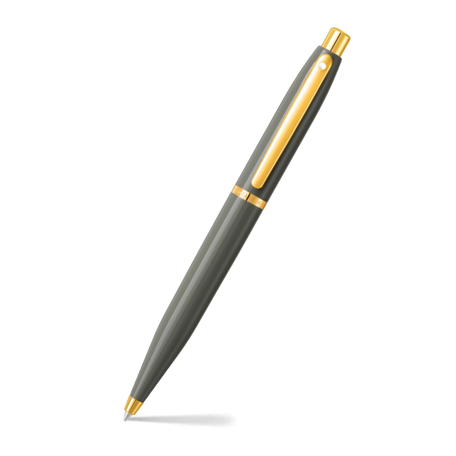 Sheaffer VFM 9427 Glossy Light Grey Ballpoint Pen With PVD Gold-Tone Trim | Premium Ballpoint Pen