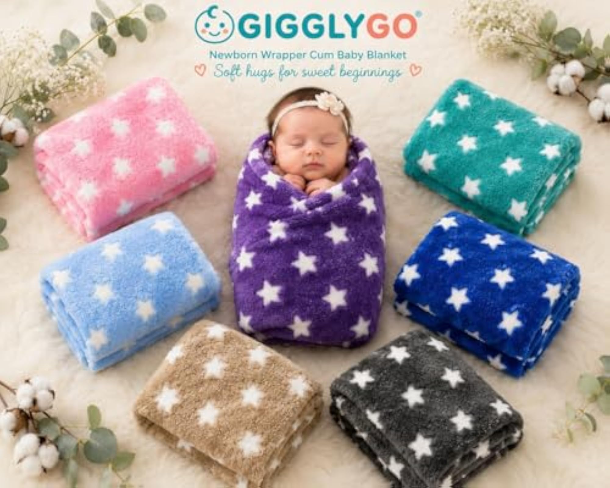 Soft Fleece Sky Baby Blanket, Star Print