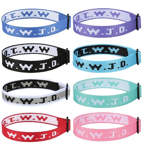 8PCS WWJD Christian Bracelet Pack for Women Men, Christian Jesus Gifts Adjustable Wristbands, WWJD Bracelets Bulk - What Would Jesus Do Bracelet