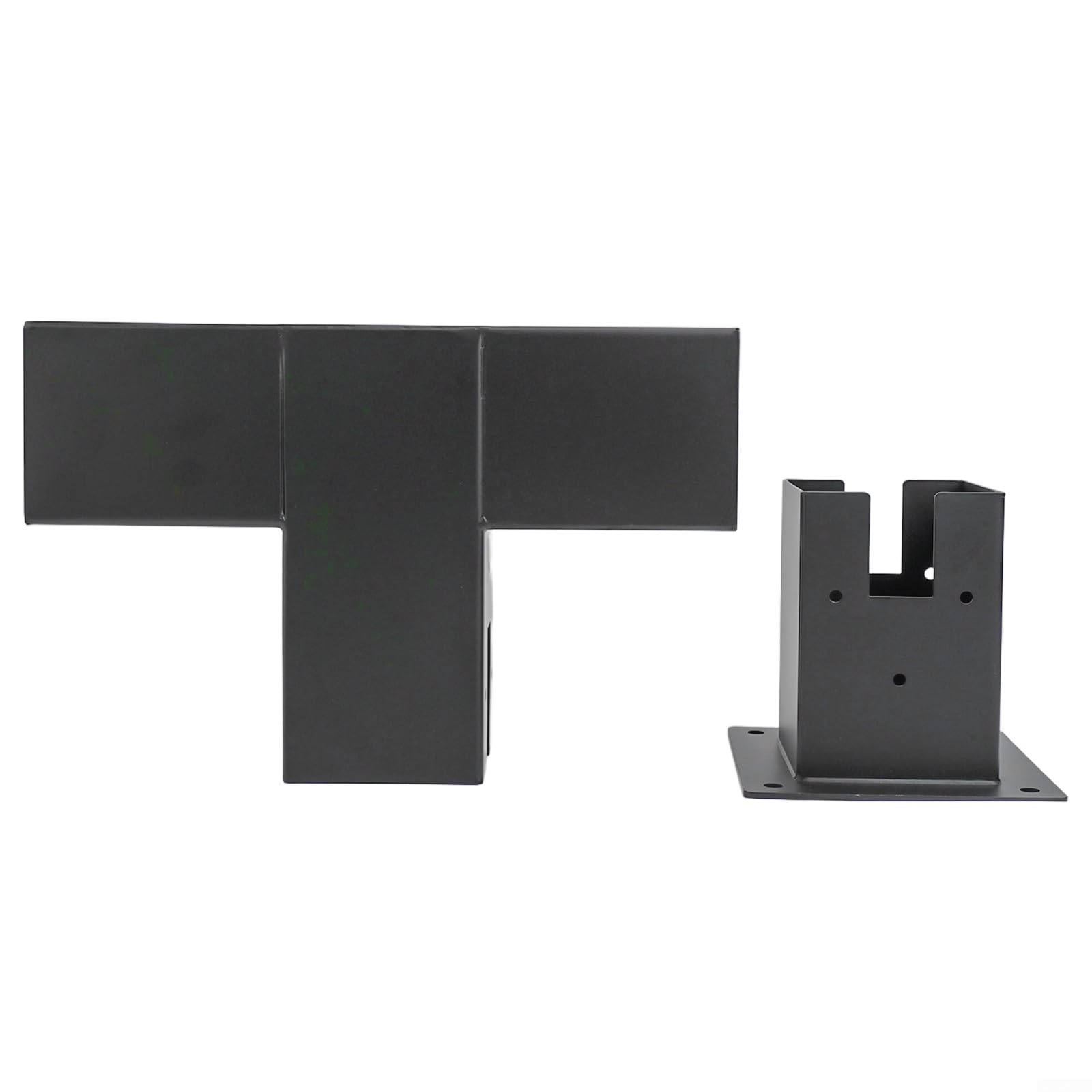 Staffa a T in acciaio resistente per pergola in legno (1 set) | Acciaio rivestito nero, adatto per legname secco 4x4, dritto e staffe a T, include viti, costruzione
