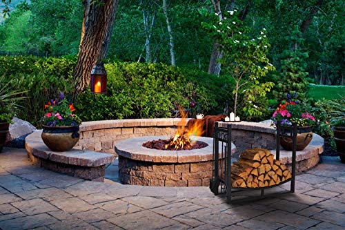 Firewood Rack Indoor Outdoor w/ 4 Tools, 3ft Log Rack Fire Wood Holders Storage Carrier by Patio Guarder, Heavy Duty Steel Log Holder with Kindling Holder for Backyard Garden Firepit Fireplace, Black