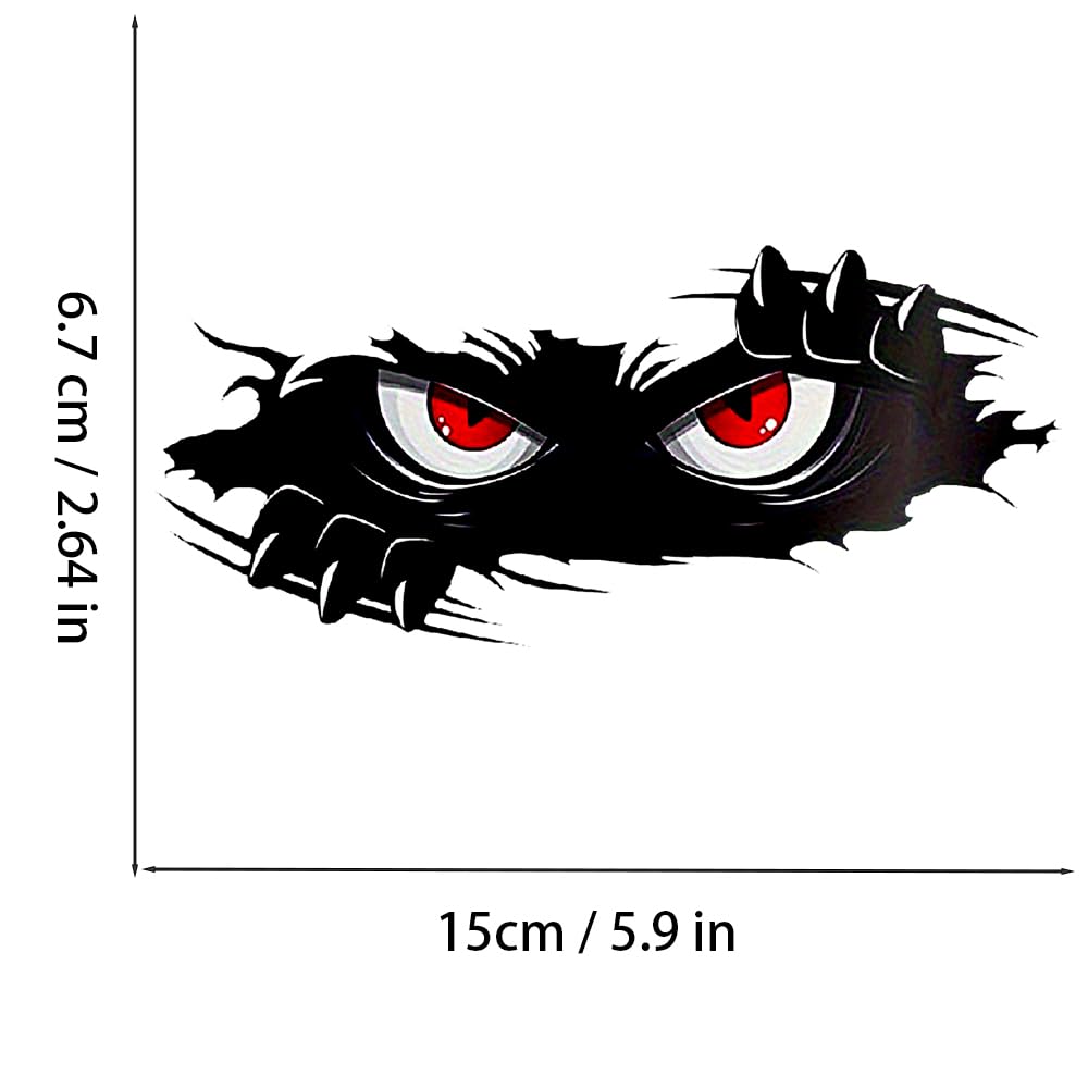 2 adesivi in vinile con occhi di mostro, impermeabili, per auto, camion, moto, adesivi decorativi horror spaventosi per laptop, finestre (A-205)