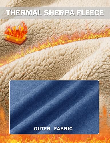 TACVASEN Mens Quarter Zip Pullover Sherpa Lined Sweatshirt Men Fleece Sweater Cotton Winter Warm Heavyweight Long Sleeve4