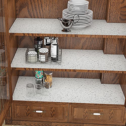 Terrazzo Contact Paper for Countertops Waterproof Kitchen Countertop Peel and Stick Marble Wallpaper Vinyl Self Adhesive White Granite Countertop Contact Paper for Cabinets Drawers Desk 15.7x80"