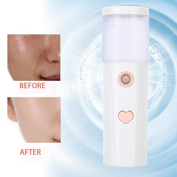 Facial Steamer Nano-ion Humidifier, Moisturizing Sprayer Rechargeable Portable Facial Beauty Equipment, Suitable for Home, Outdoor, Office Use, (pink) Ideal Gift (white)