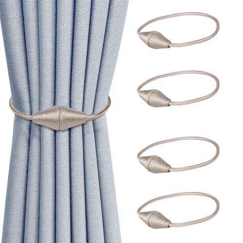 Dalababa 4 Piezas Alzapaños Magnéticos para Cortinas Abrazaderas de Cortina Amarres de Cortina Cuerda de Cortina Hebilla de Cortina Tiebacks de Cortina Accesorios de Cortinas Dormitorio, Beige