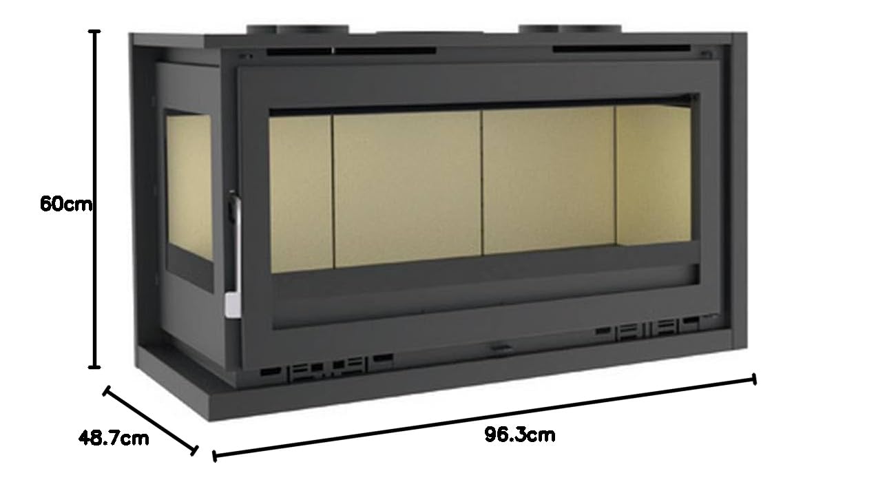 Insert a Bois en Acier, Lateral Gauche vitre - Couleur Noir - Made in Spain