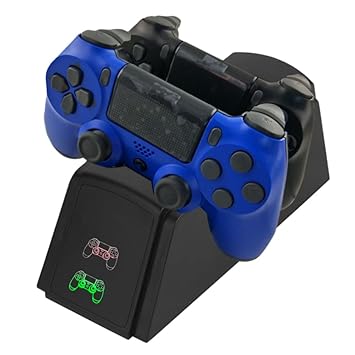 PS4 Controller Charger, 2 in 1 USB Charging Dock Playstation 4 Charging Stand Fast Game Controller Charging Station PS4 Charger for PS4 Handle with LED Light
