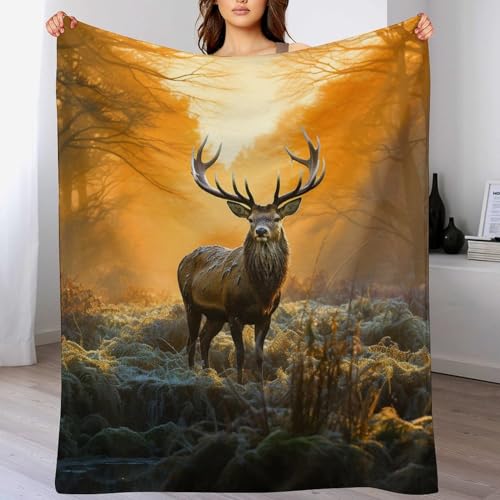 Plaid en microfibre de qualité supérieure jeté de lit design cerf élégant - 6