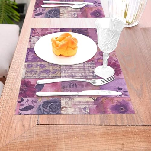 Sets de table tissés violets antidérapants pour table de cuisine et repas - 7