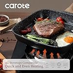 CAROTE 11 Inch Nonstick Grill Pan for Steak - Premium Granite Nonstick Coating, Square Grill Skillet, Indoor Outdoor RV Camping Use, Gas & Induction Safe, All Stovetops Compatible, PFOA Free, Black - Image 3