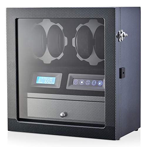 Image of 4 Watch Winder with 5 Watch Storage Space, LCD Display, Touch Control and Interior Light