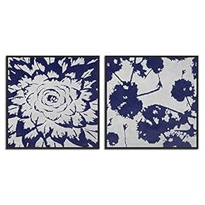 signwin 2 Piece Framed Canvas Wall Art Blue...