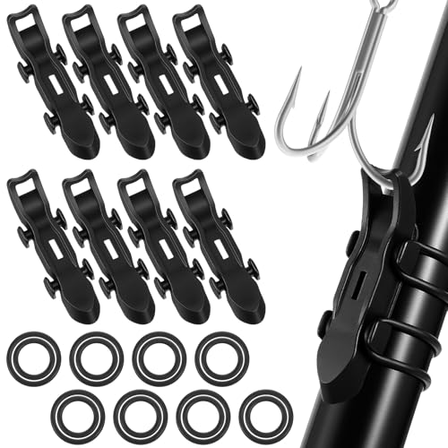 8 Pcs Hook Keeper for Fishing Rod Fishing Hook Keeper Fishings Bait Holder with 2 Sizes Rubber Rings Fishings Hooks Holder Quick Installation