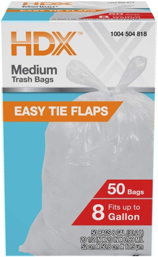 HDX 8 Gal. Flap Tie Medium Kitchen Bags (50Count) Health