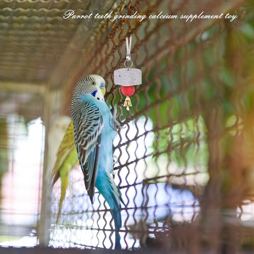 HAICN 2Pcs Bird Calcium Teeth Grinding Chew Treats Toy Bite Training Chewing Toy with Bell Grinding Teeth Lava Block Grinding Teeth Supply for Parakeet - Image 5