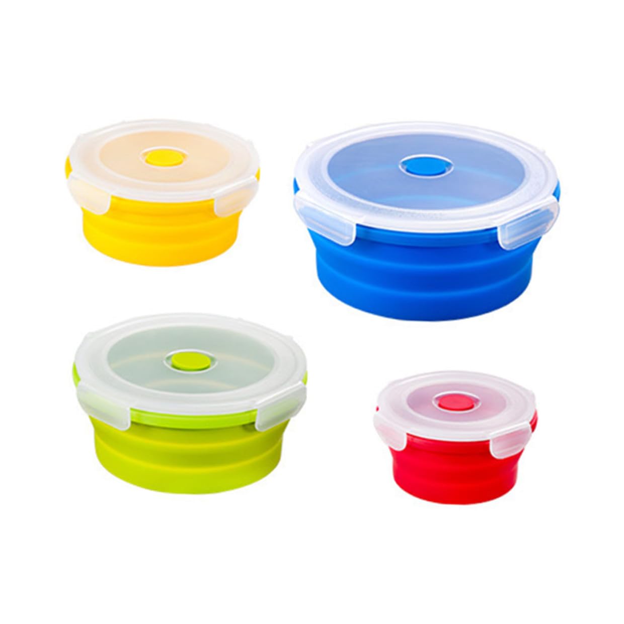 Contenitori Alimentari in Silicone 4 Pezzi, Lunch Box Pieghevoli Salvaspazio da 400ml a 1200ml, Resistenti al Microonde per Picnic e Campeggio Colore Casuale
