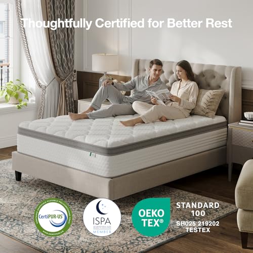 Image of Novilla Hybrid Mattress Queen Size, 14 Inch Plush Mattress in a Box|Back Support & Pressure Relief, Supportive Comfort Foam, Pocketed Innersprings, CertiPUR-US Certified, Guest & Dorm